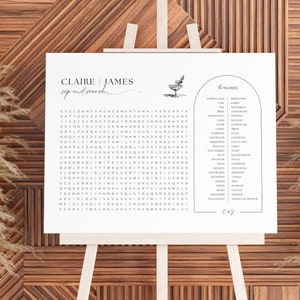 Canva Wedding Word Search, Wedding Crossword puzzle template, Crossword wedding sign custom, Wedding table games, Sip and search, 025