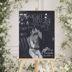 The night before wedding sign, Wedding rehearsal dinner welcome sign, Night before wedding decorations, Editable Canva template, 208