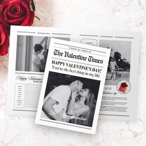 Canva Valentines Day Newspaper Template, Editable Newspaper Valentines Day Gift, Large Valentines Day Newspaper For Photography, 112