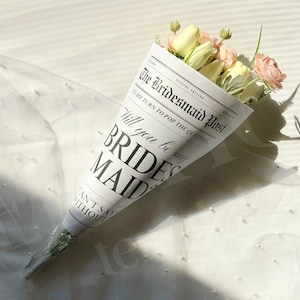 Buquê de flores de jornal para proposta de madrinha, presentes de jornal para madrinha para impressão, cartão de proposta de madrinha de honra, você será meu..., 109