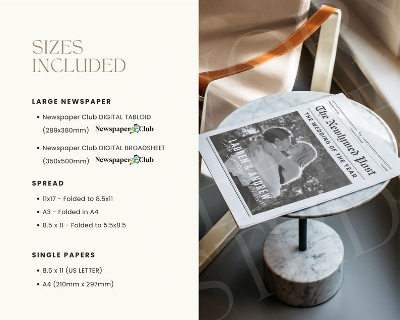 Large Newspaper Wedding Program, Canva Wedding Newspaper Template, Newspaper Club Tabloid Template, Folded Large Wedding Day Newspaper, 078 image 4