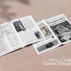 Large Newspaper Wedding Program, Canva Wedding Newspaper Template, Newspaper Club Tabloid Template, Folded Large Wedding Day Newspaper, 078 image 6