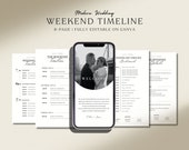 Canva Wedding Itinerary Template for Guests, Digital Wedding timeline modern template, Mobile wedding party weekend timeline schedule, 061