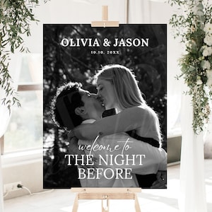 Wedding Rehearsal Dinner Welcome Sign, The Night Before Welcome Sign Template, Printable Welcome Wedding Decor, Editable Canva template, 140