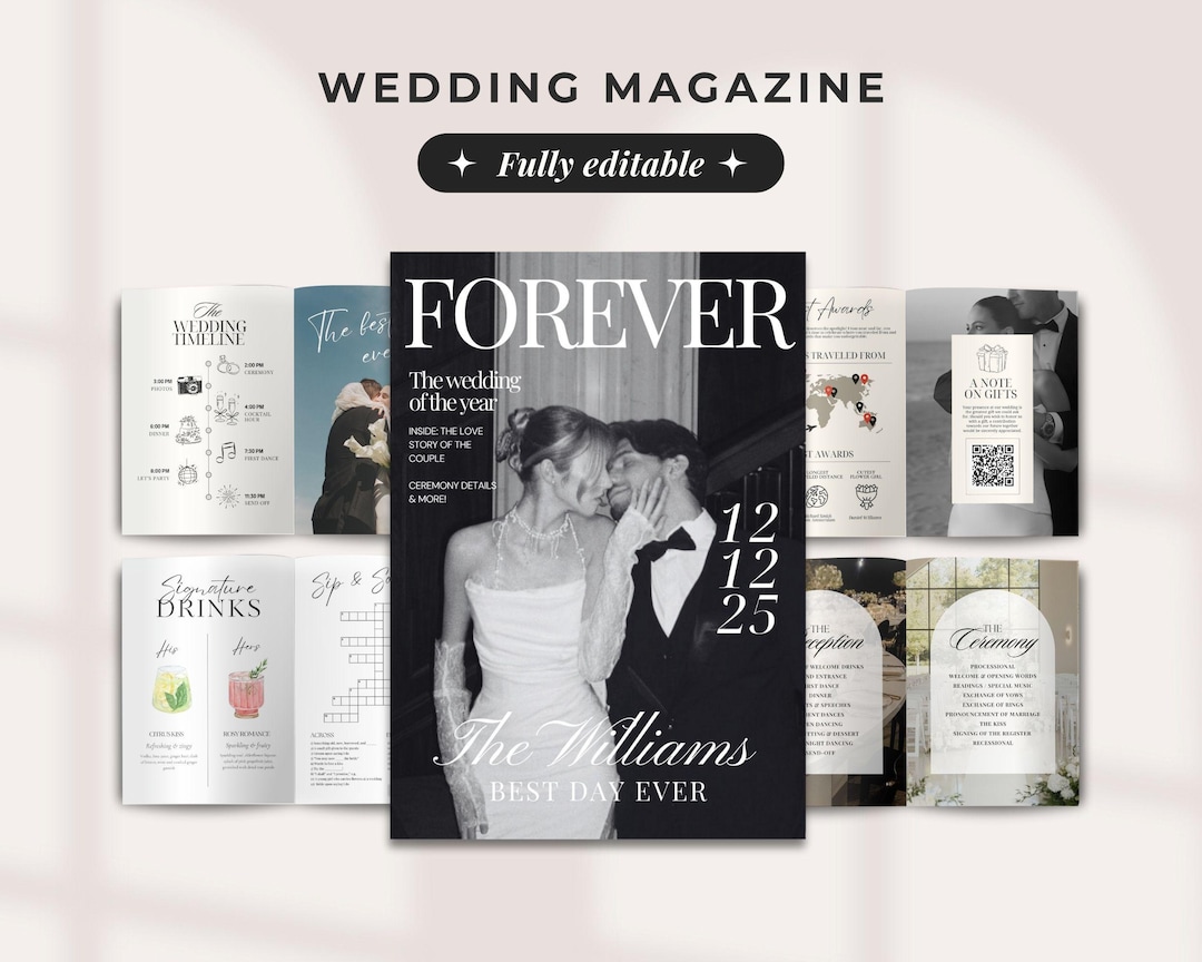 Wedding Magazine Template, Editable Wedding Programs, Wedding Booklet ...