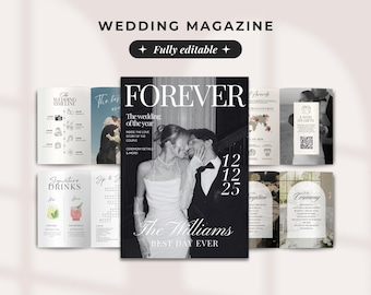 Wedding Magazine Template, Editable Wedding Programs, Wedding Booklet, Wedding Itinerary, Wedding Welcome Gifts, Custom Canva Template, 335
