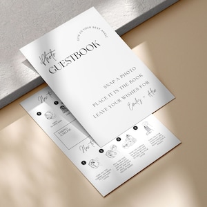 Polaroid wedding instax instructions signage, Canva wedding guest book polaroid sign, Editable wedding film photo guest book sign, 069