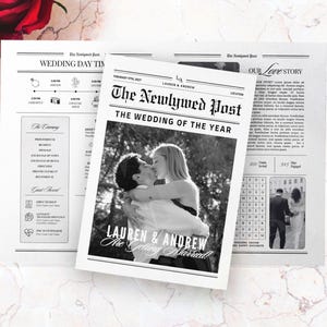 Large Newspaper Wedding Program, Canva Wedding Newspaper Template, Newspaper Club Tabloid Template, Folded Large Wedding Day Newspaper, 078 image 10