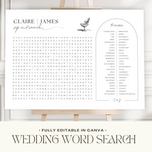 Editable Wedding Word Search,Canva Wedding Crossword puzzle template, Crossword wedding sign custom, Wedding table games,Sip and solve,025