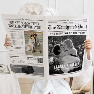 Large Newspaper Wedding Program, Canva Wedding Newspaper Template, Newspaper Club Tabloid Template, Folded Large Wedding Day Newspaper, 078