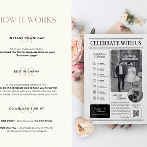 Large Newspaper Wedding Program, Canva Wedding Newspaper Template, Newspaper Club Tabloid Template, Folded Large Wedding Day Newspaper, 110 image 8