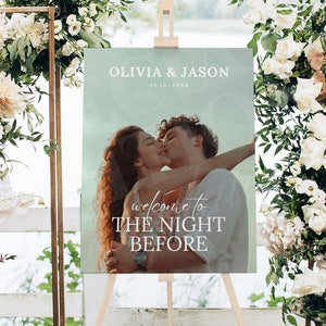 The Night Before Wedding Welcome Sign Template, Wedding Rehearsal Dinner Welcome Sign, Canva Rehearsal Dinner Sign template, 140