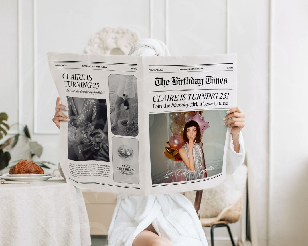 Canva Birthday Newspaper Template, Editable Newspaper Birthday, Large ...