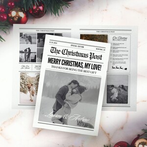 Modèle de journal de Noël en toile, cadeau de Noël pour couple pour petit ami et lui, cadeaux de couple pour Noël, carte de newsletter imprimable, 225