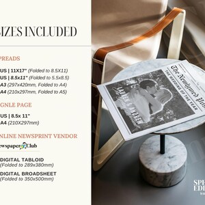 Large Newspaper Wedding Program, Canva Wedding Newspaper Template, Newspaper Club Tabloid Template, Folded Large Wedding Day Newspaper, 078 image 4