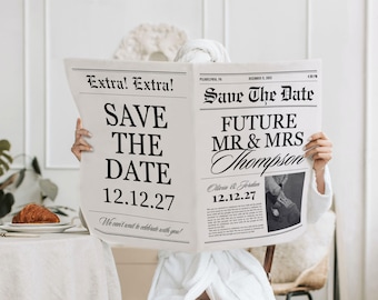 Modello di annuncio di fidanzamento per giornale, Save the Date, Futuri Signori e Signora, Invito di nozze, Modello Canva, 177
