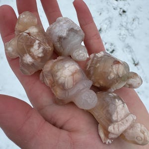 Flower Agate mini Turtle ,, Crystal Carving ,, Animal ,, Gift