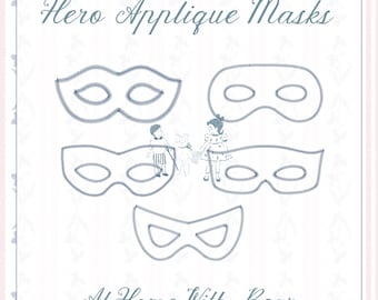Hero Applique Masks, 5 sizes for each, Embroidery Machine Digital File