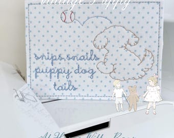 Vintage Puppy with Baseball, 4 sizes, Embroidery Machine Digital Download