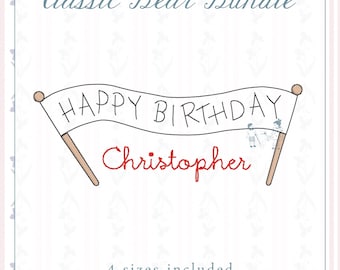 Classic Bear Bundle, Trio, Birthday Frame, Embroidery Machine Digital File
