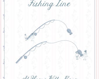 Fishing Line Name + Monogram Frame, 4 sizes, Embroidery Machine Digital File