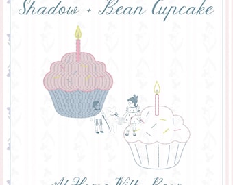 Shadow + Bean Cupcake, 3 sizes for each, Embroidery Machine Digital File