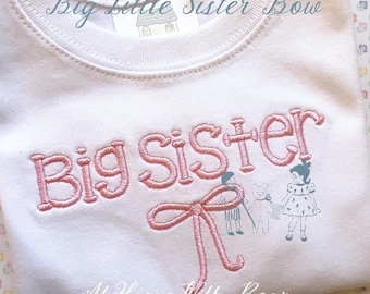 Big, Little Sister Bow, Embroidery Machine Digital Download, Font Not Included