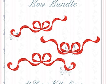 Asymmetrical + Symmetrical Bow Bundle, 3 bows included, 4 sizes, Embroidery Machine Digital File