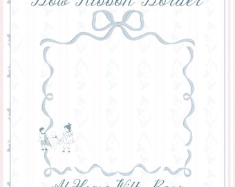 Bow Ribbon Border, 4 sizes, Embroidery Machine Digital File
