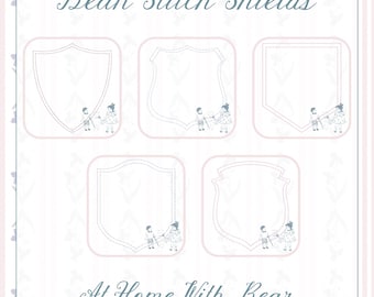 Blank Bean Stitch Shields/Crests, Bundle 1, Embroidery Machine Digital File