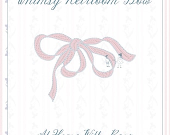 Whimsy Heirloom Bow, 3 sizes, Shadow + Satin Bows, Embroidery Machine Digital File