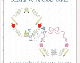 Back To School Banner Crest Embroidery Machine Digital Download
