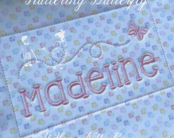 Fluttering Butterfly Frame, Name + Monogram, 2 sizes included, Embroidery Machine Digital File