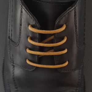 Cordones de zapatos de ciudad, Cordones redondos de algodón encerado en color camel, cordones de zapatos casuales, derbies de zapatillas de deporte de botas de ciudad de cordones de vestir