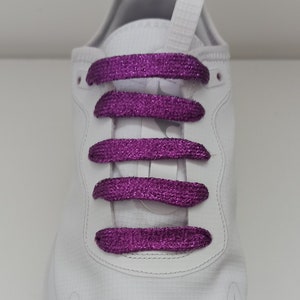 Glitter shoelaces, purple sneaker shoelaces, original adult child tennis sneaker shoelaces, flat shiny Lurex shoelaces