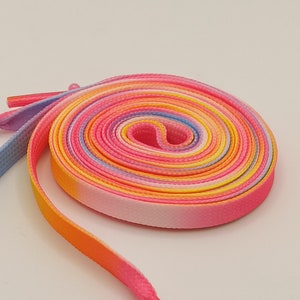 SZNUROWADŁA w kolorze gradientowego różu, płaskie sznurowadła tie & dye, sznurowadła dla dorosłych, dzieci i niemowląt, kolorowe sznurowadła do butów, oryginalne płaskie różowe sznurowadła