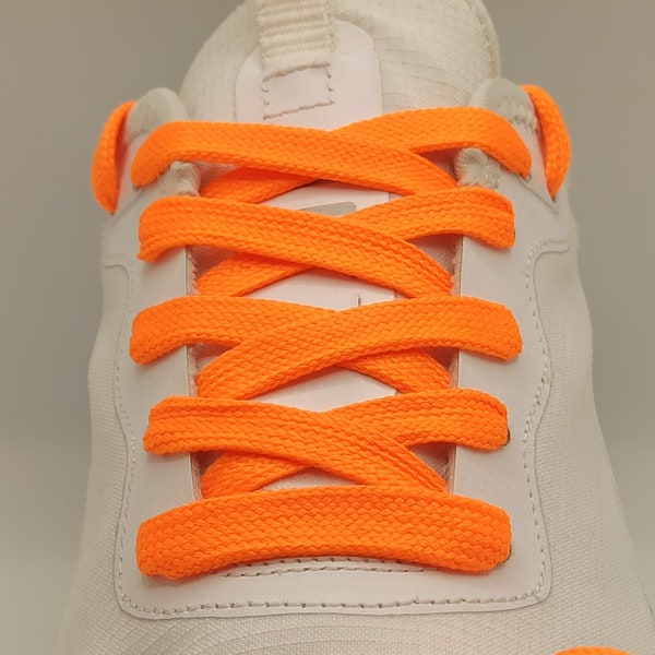 orange fluorescent lace, flat cotton laces, basketball laces, colored shoe laces, original orange laces