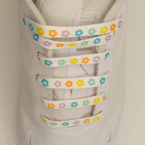LACES Liberty with white flower, Liberty flat lace, laces for adult child baby, colored shoe laces, gradient flat lace
