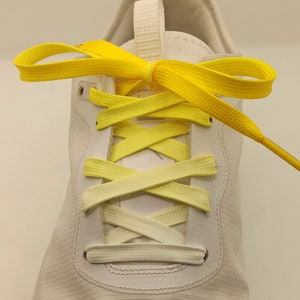 LACES in Yellow White color, tie & dye flat lace, adult child baby lace, color shoe lace, original gradient flat lace