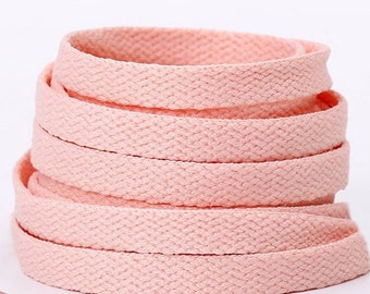 Flat pink laces in cotton, pink laces, laces for high roller sneaker, colored shoe laces, original pink flat laces