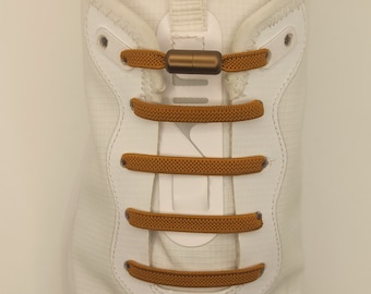 ELASTIC Brown shoe laces for adult and child sneakers and tennis shoes, original plain color laces, magic lace