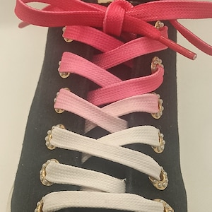 SCHNÜRSENKEL in rosa-weißer Farbe, flache Schnürsenkel zum Binden und Färben, Schnürsenkel für erwachsene Kinder, farbige Schnürsenkel, original flache Schnürsenkel mit Farbverlauf