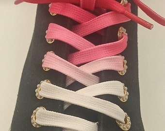 LACES in Pink White color, flat tie & dye laces, adult child baby laces, color shoe laces, original gradient flat laces