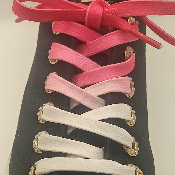 LACETS de couleur Rose Blanc, lacet plat tie & dye, lacets pour adulte enfant bébé, lacet de chaussures couleur, lacet plat dégradé original