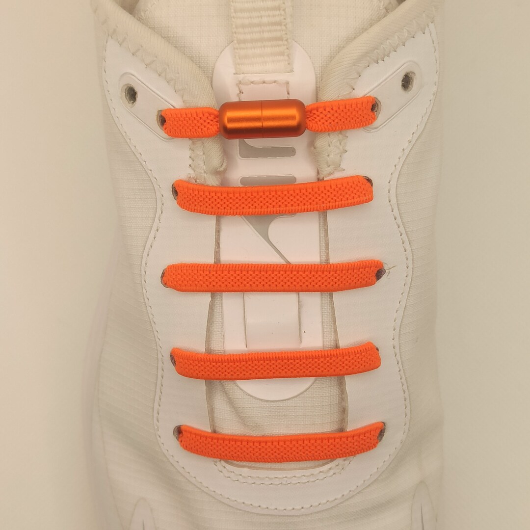 ELASTIC Orange Shoe Laces for Basketball and Tennis for Adults and Children, Original Plain
