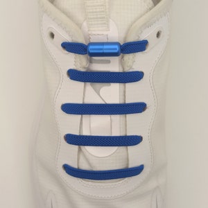 Blue ELASTIC shoe laces for adult and child sneakers and tennis, original plain color laces, magic lace boutique lace