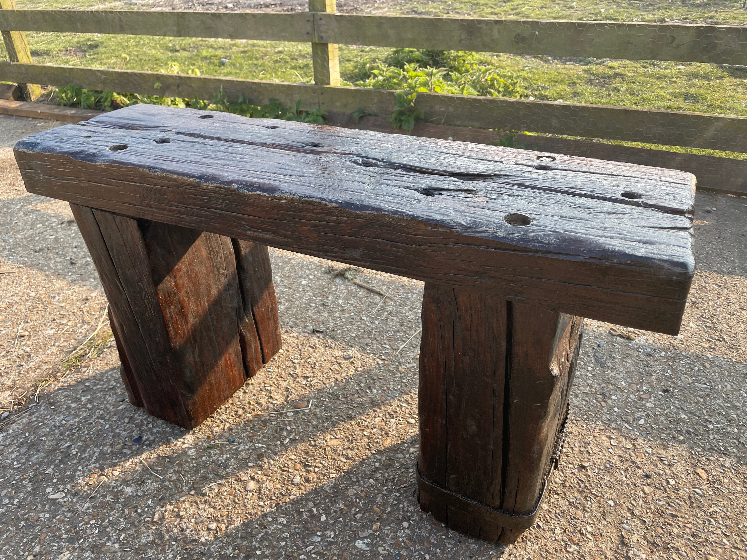 Rustic Garden Bench Made From Old Railway Sleeper Etsy UK