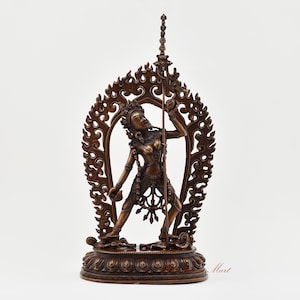 Fine Quality Handcrafted Buddhist Tibetan Vajrayogini Dakini made from Copper Alloy in Oxidation Finish Statue Ritual Rupa from Patan, Nepal