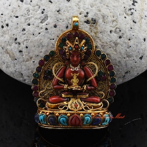 Beautifully Hand Made Aparmita Tsepame Amitayus Silver Tibetan Jewelry Religious Ritual Shrine Ghau Pendant Prayer Box from Patan, Nepal