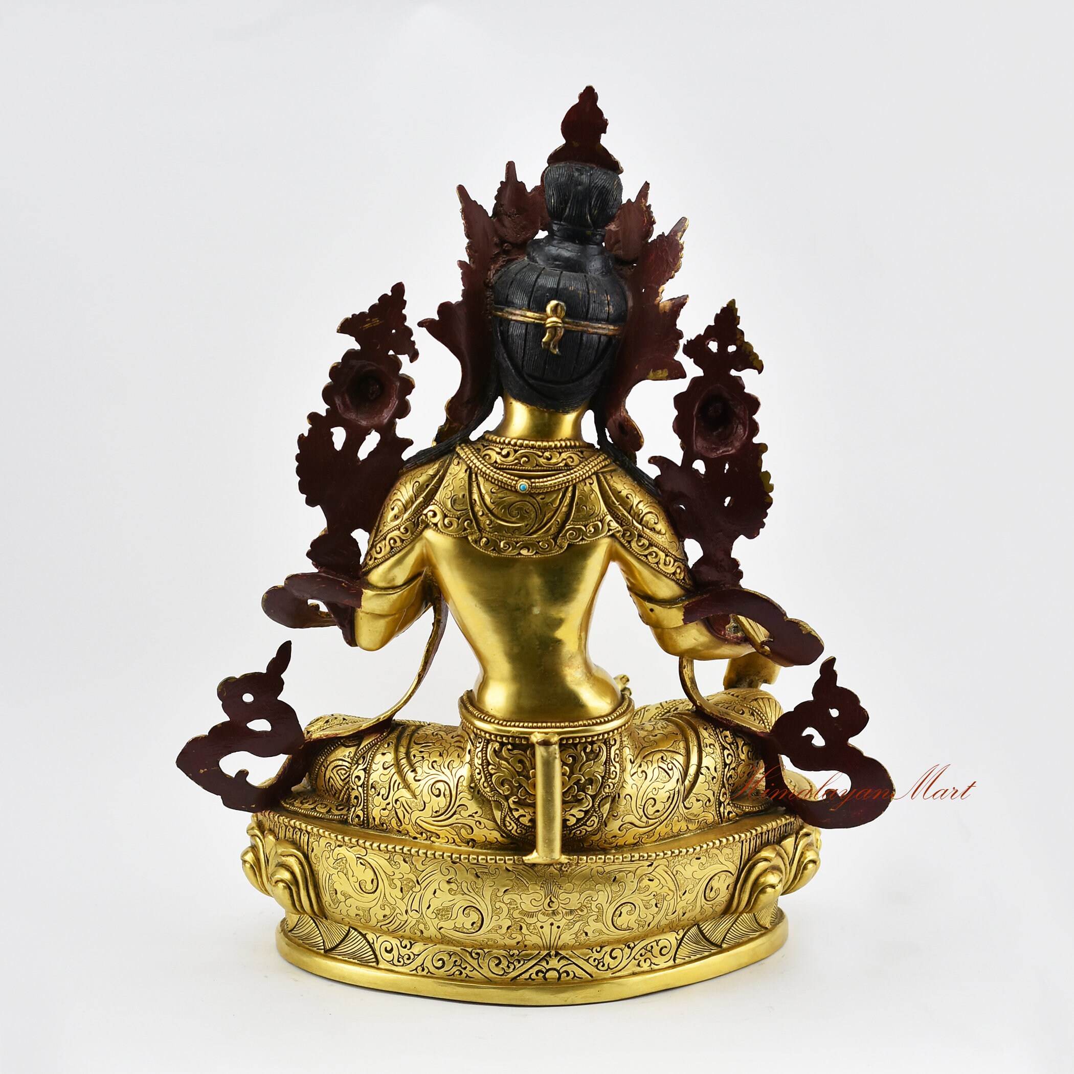 Purpledip Miniature Green Tara Statue - Brass Collectible Idol (1.5" X 1") For Desk, Altar, Or Car - View #6